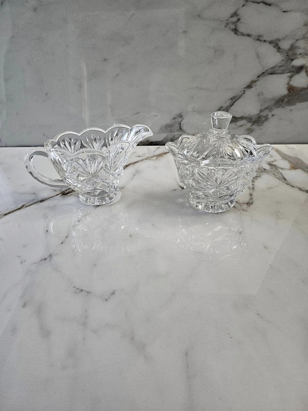 Vintage Shannon Crystal by Godinger Scalloped Sugar Bowl and Creamer Set